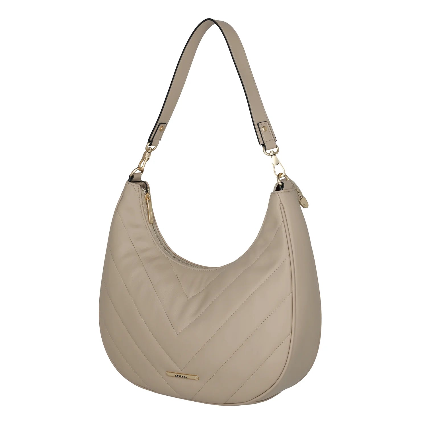 BARBARA & travelite Cozy Hobo Bag 35cm Sand - Handtasche aus PU-Leder mit Schulterriemen