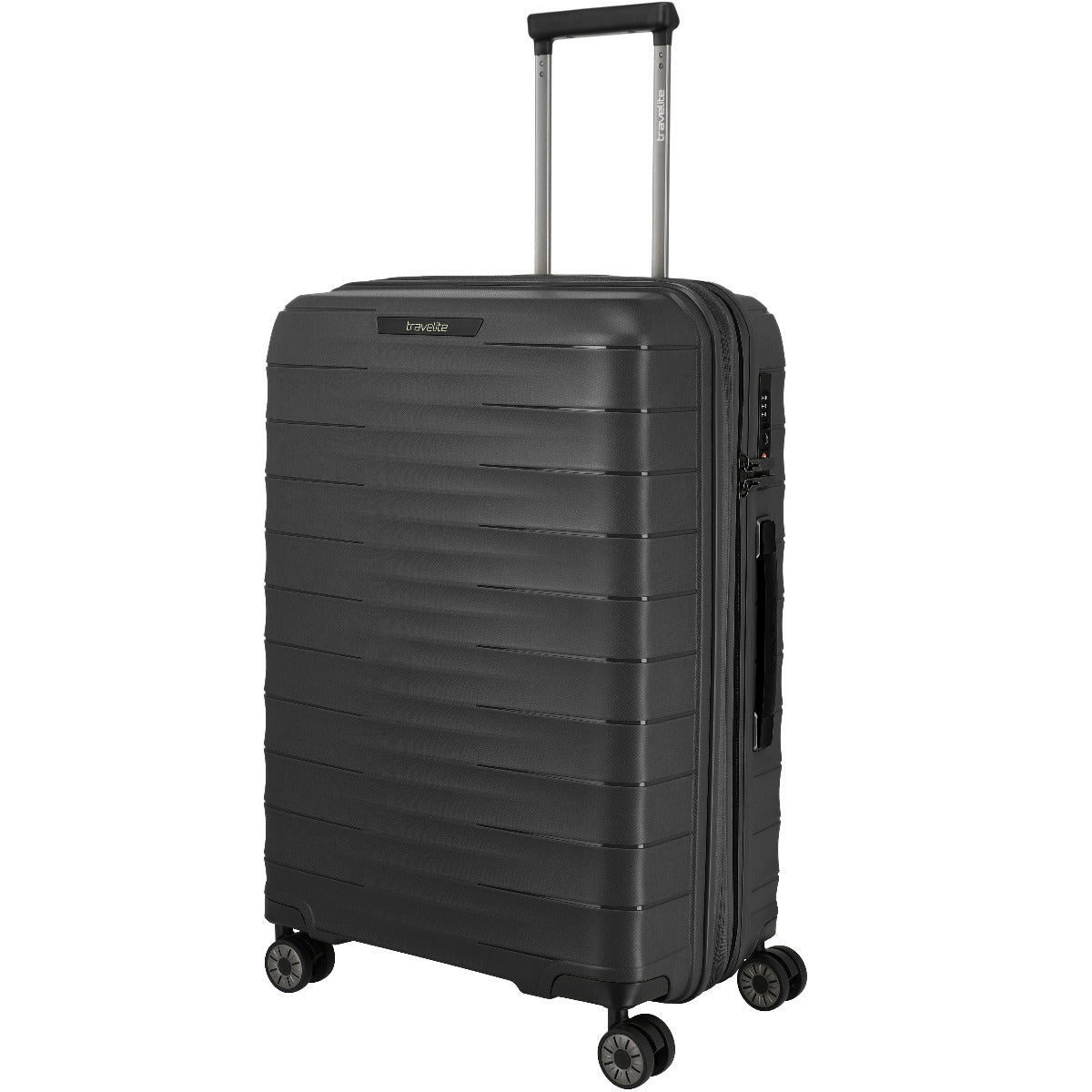 Vorderseite eines schwarzen Mooby Hartschalen-Trolleys von Travelite