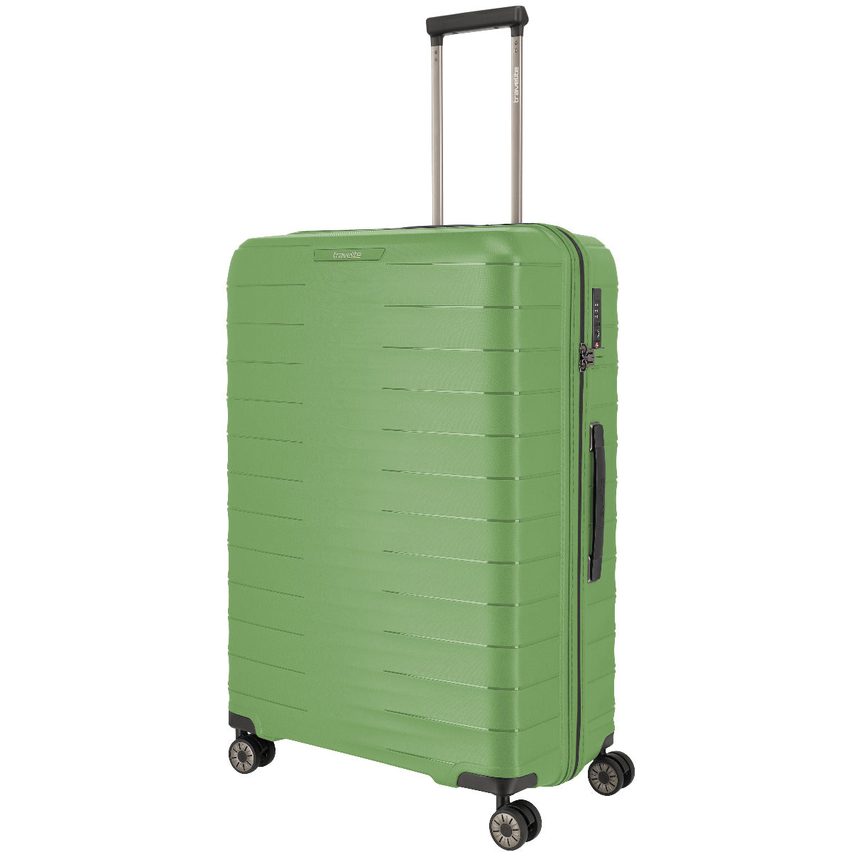 Frontansicht Travelite Mooby 4-Rollen Hartschalen-Trolley 77 cm in Grün