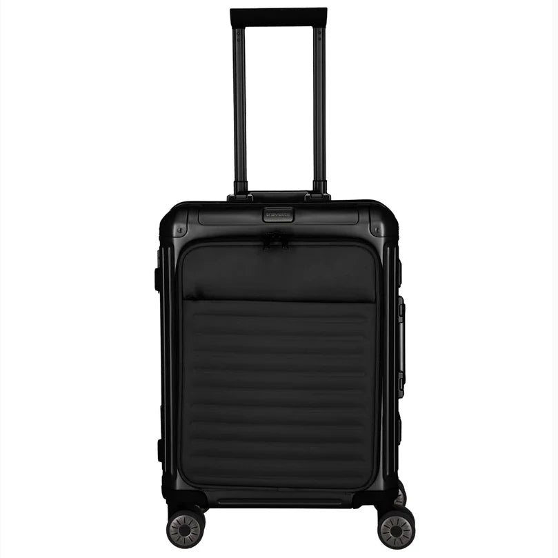 Travelite Next Trolley S schwarz - Vortasche aus Stoff für Laptop und Tablet