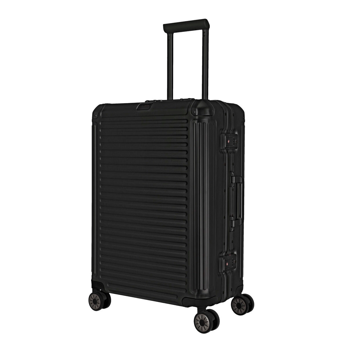 Travelite Next Aluminiumkoffer 67 cm in Schwarz - Rimowa-Alternative mit Rillenstruktur