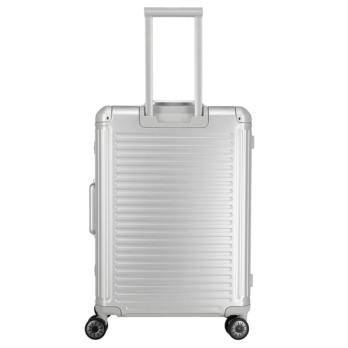 Rücksansicht Travelite Next 4-Rollen Trolley M silber - Teleskopgriff und Doppelrollen