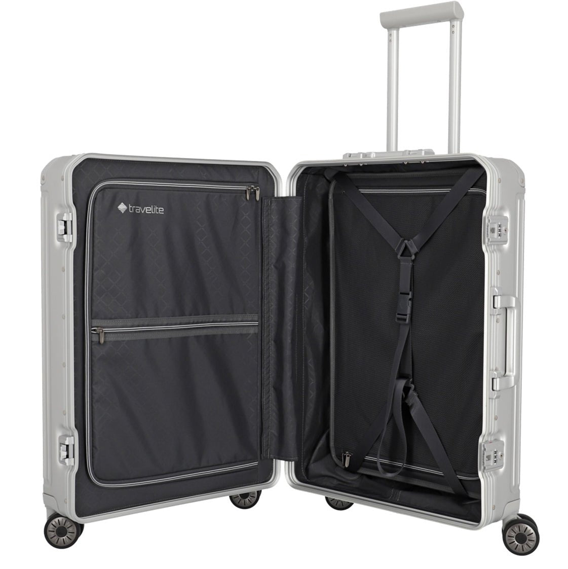 Travelite Next 4-Rollen Trolley M 67 cm - Silber