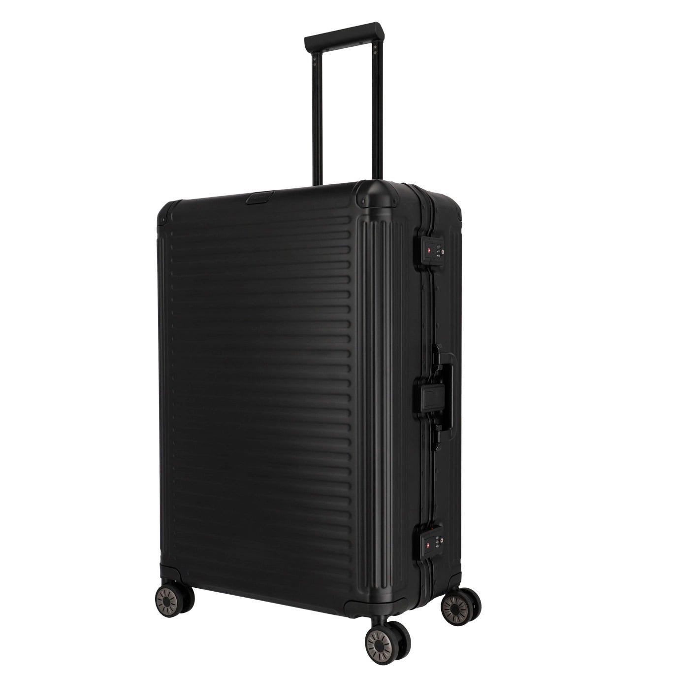 Reisekoffer groß 77 cm Aluminium schwarz - Hartschalenkoffer 4 Rollen TSA-Schloss