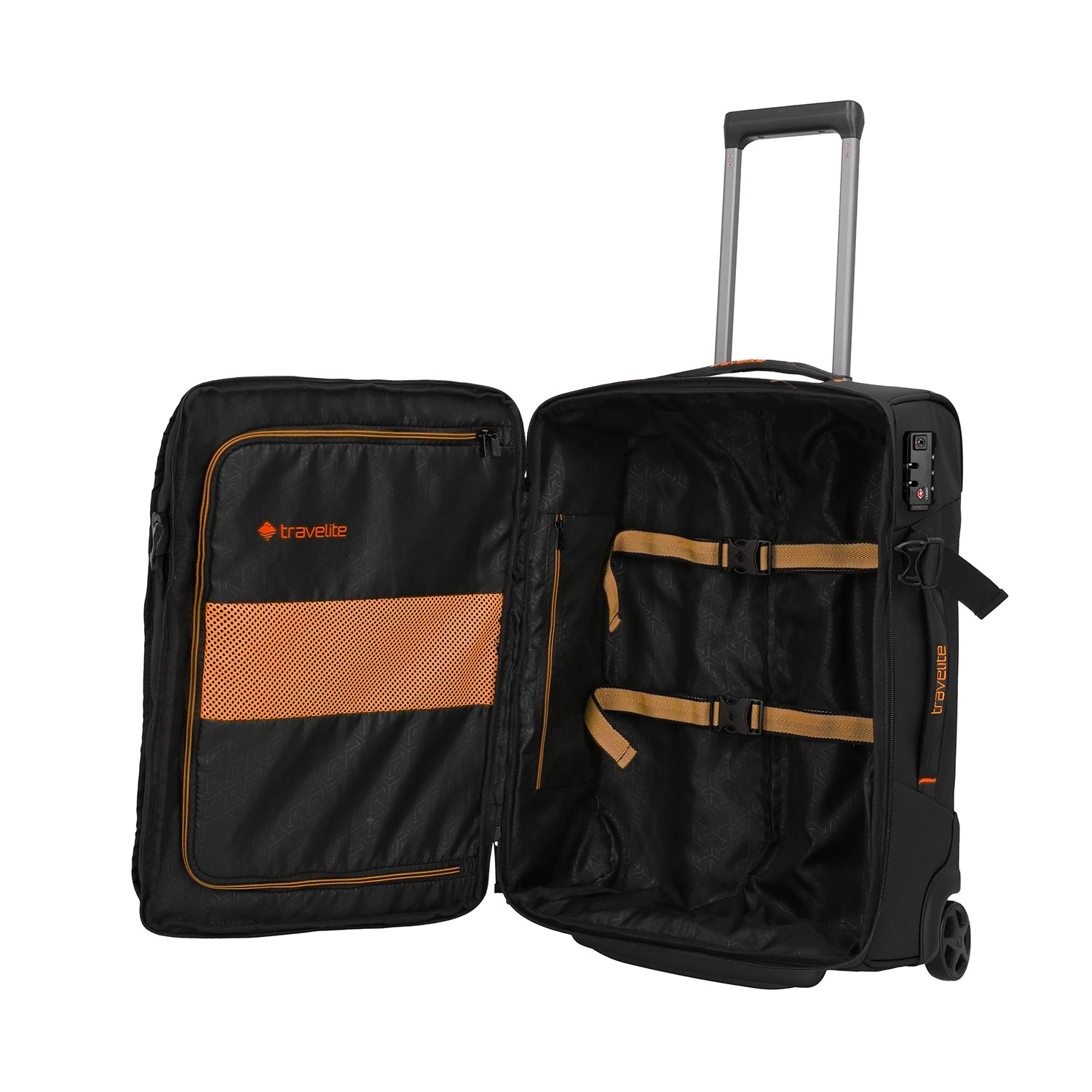 Travelite Briize Rollenreisetasche 55 cm geöffnet - Inneneinteilung Packgurt