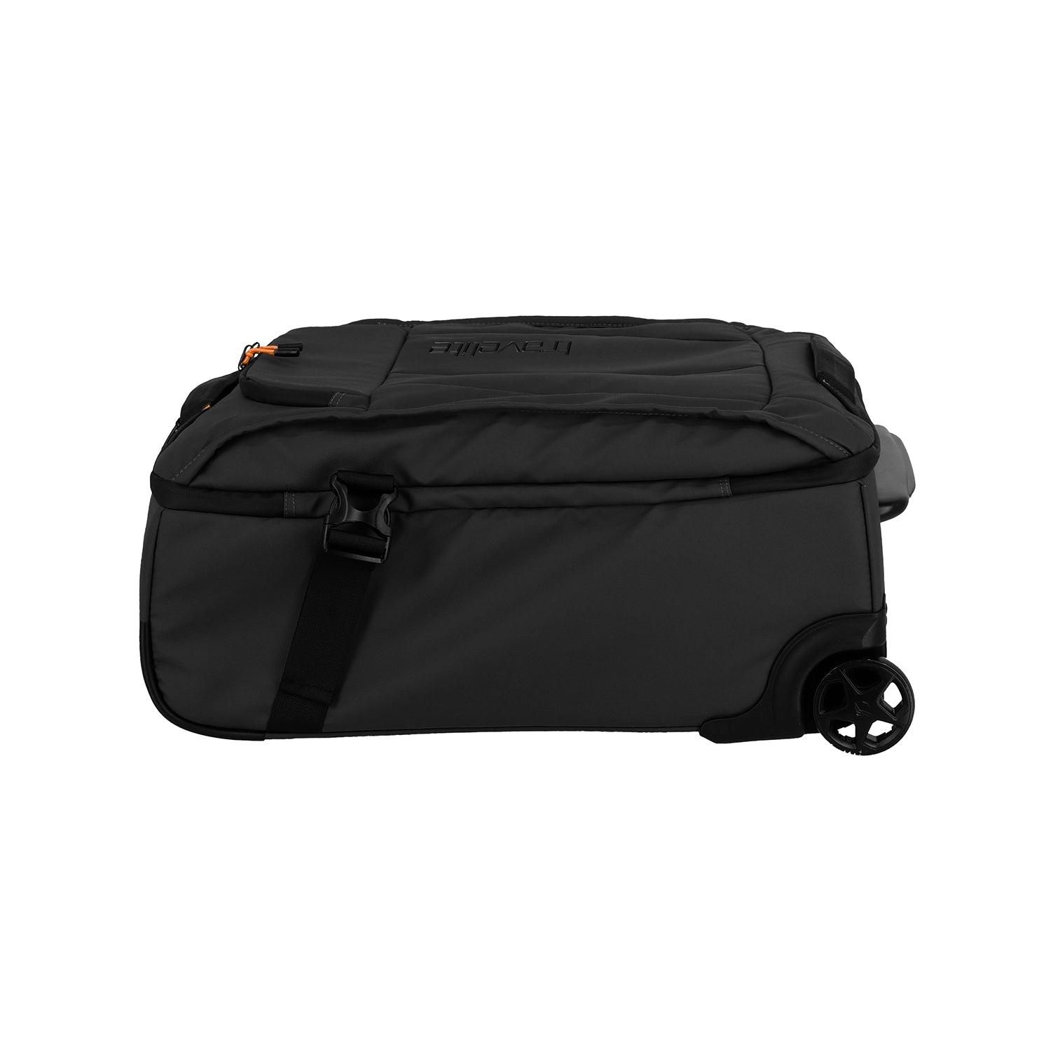 Travelite Briize Rollenreisetasche schwarz S 55 cm - Seitenansicht mit Schnalle