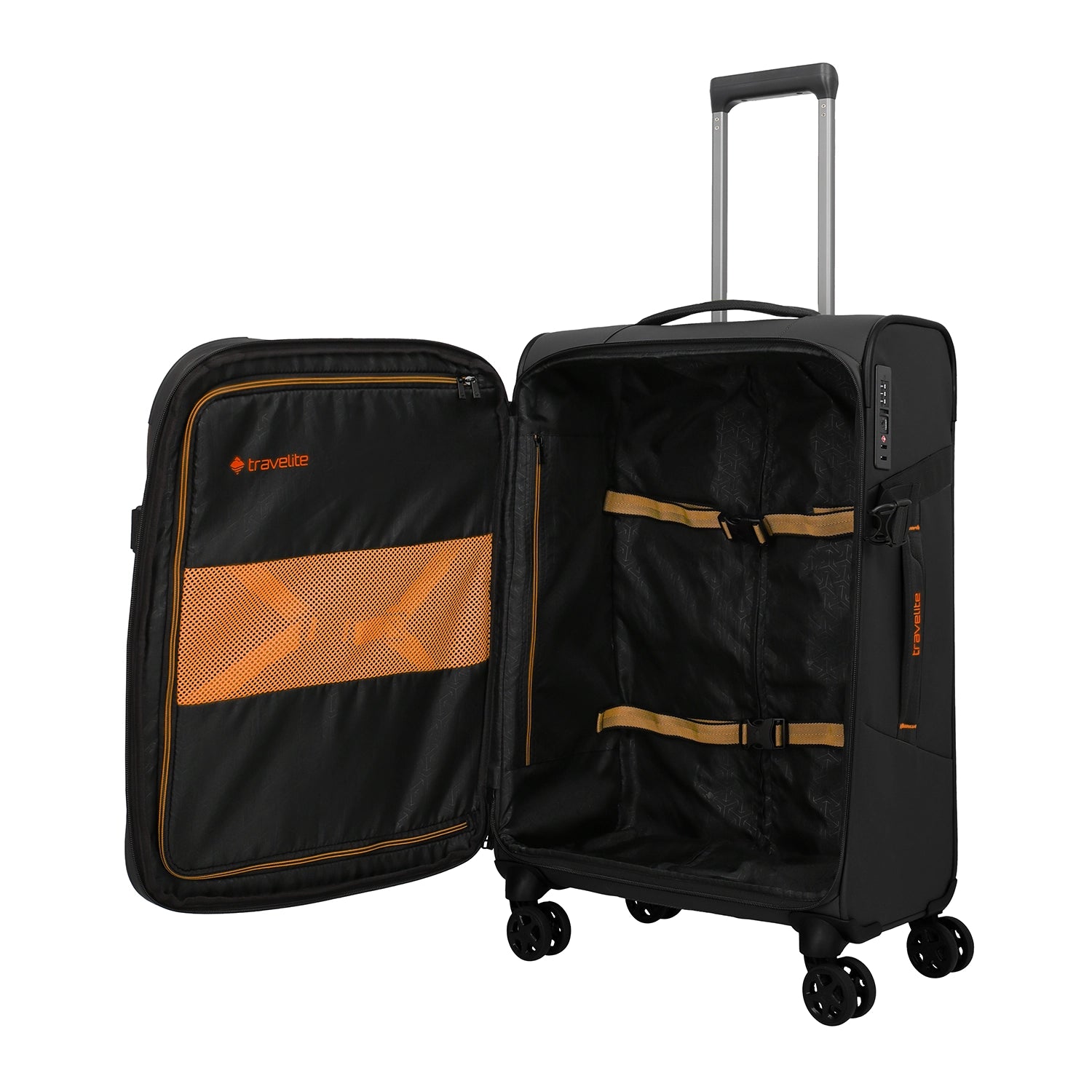 Travelite Briize 4-Rollen Trolley M 67 cm geöffnet - Inneneinteilung mit Hemdenfach