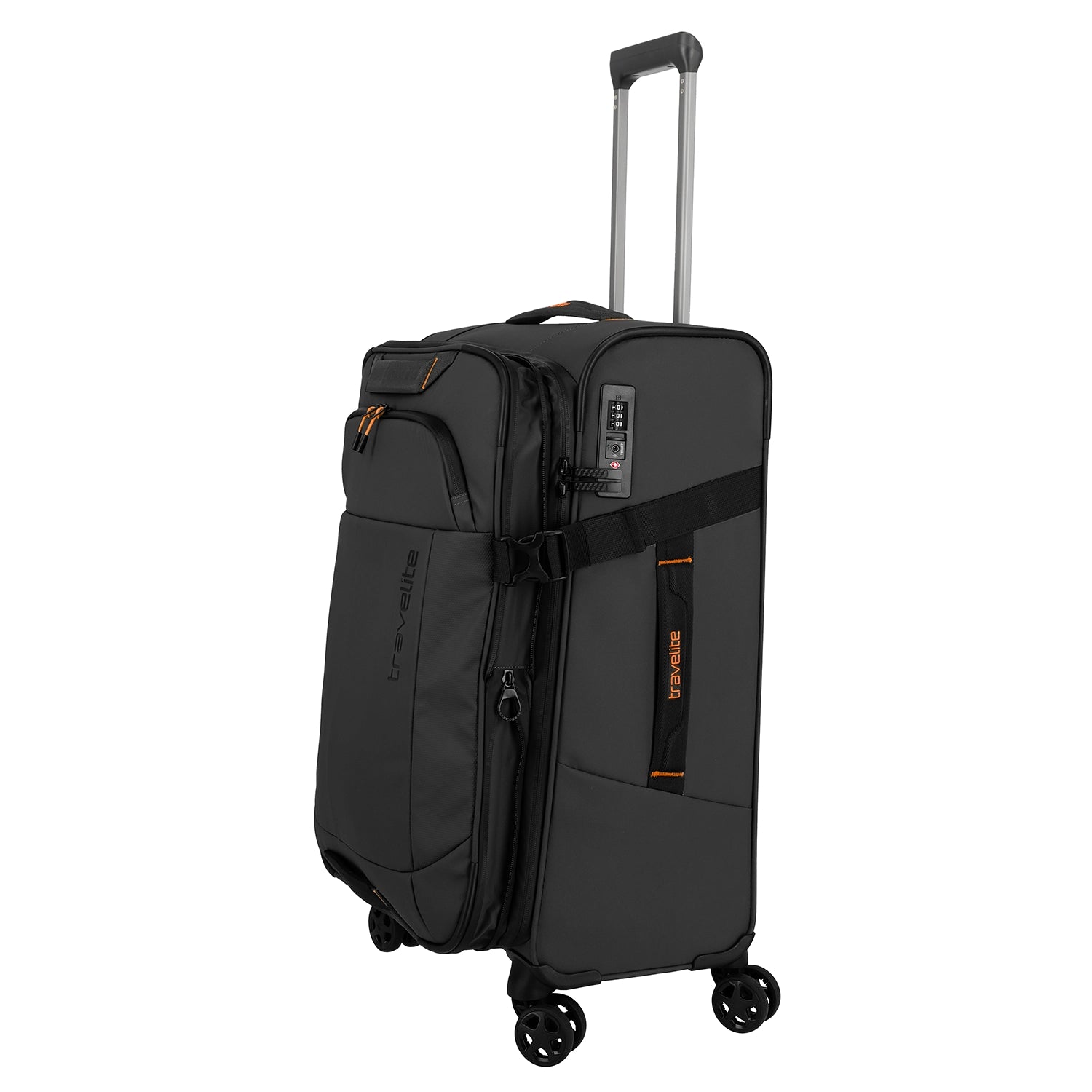 Travelite Briize 4-Rollen Trolley M 67 cm - erweiterbares Volumen durch Dehnfalte