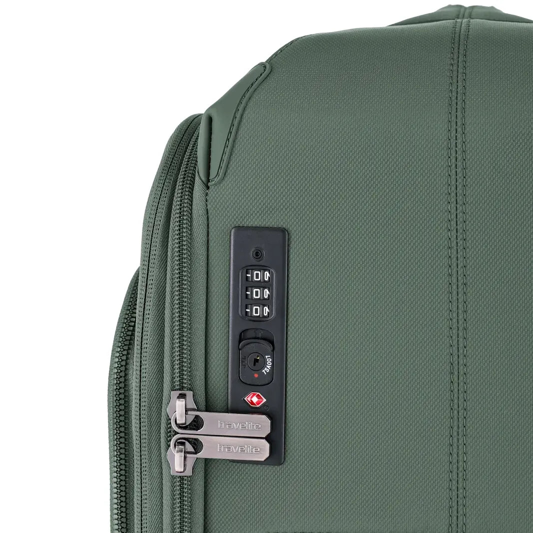 Detailaufnahme TSA Schloss Travelite Priima 4-Rollen Trolley S, 55 cm in grün