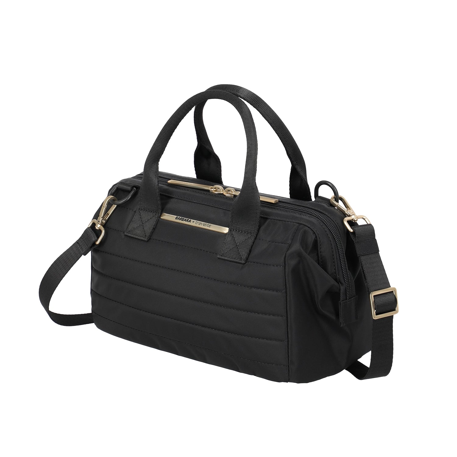 Seitenansicht Kosmetikbag "Barbara / Travelite" in schwarz & Umhängegurt