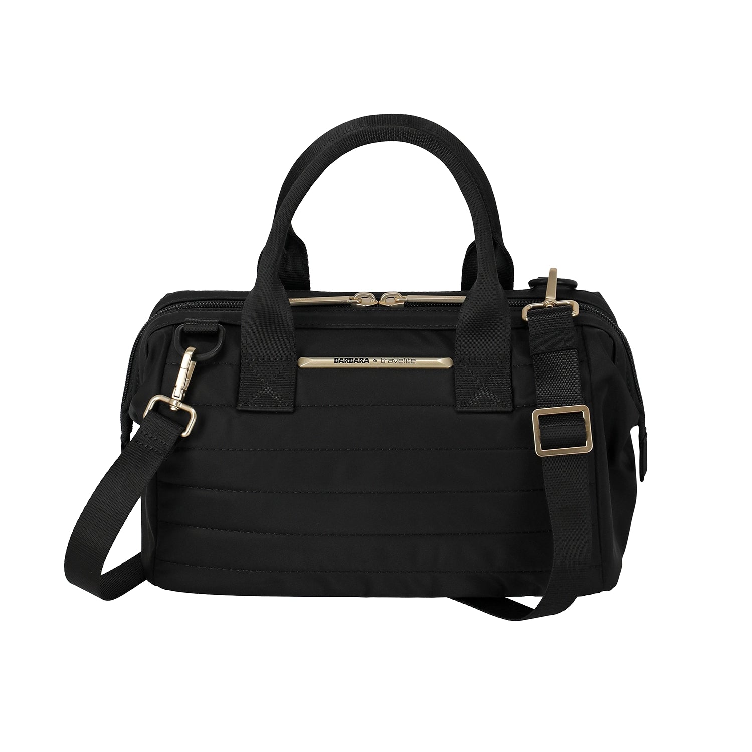Frontansicht Kosmetikbag "Barbara / Travelite", schwarz & Umhängegurt