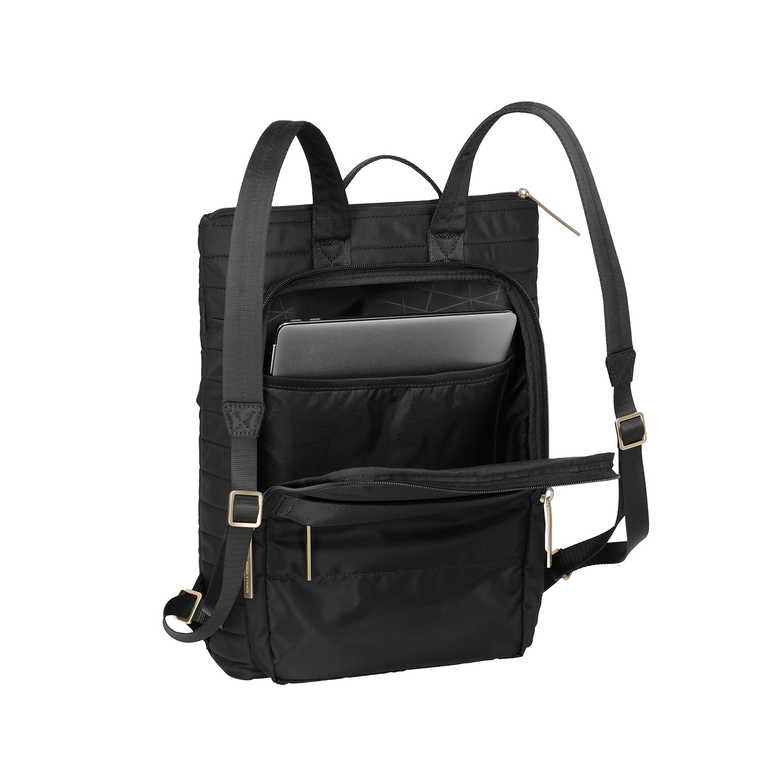 Rückseite Rucksack Stepp Barbara / Travelite in schwarz 2 Außentaschen