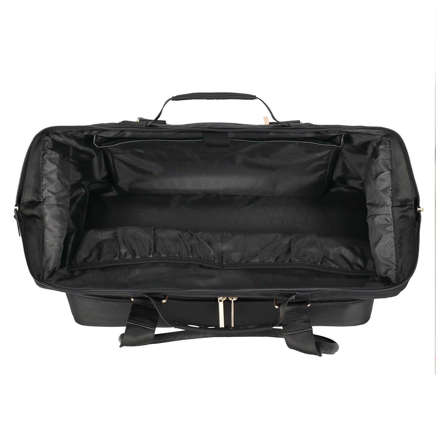 Geöffneter Weekender schwarz STEPP Barbara & Travelite mit Innenfächern