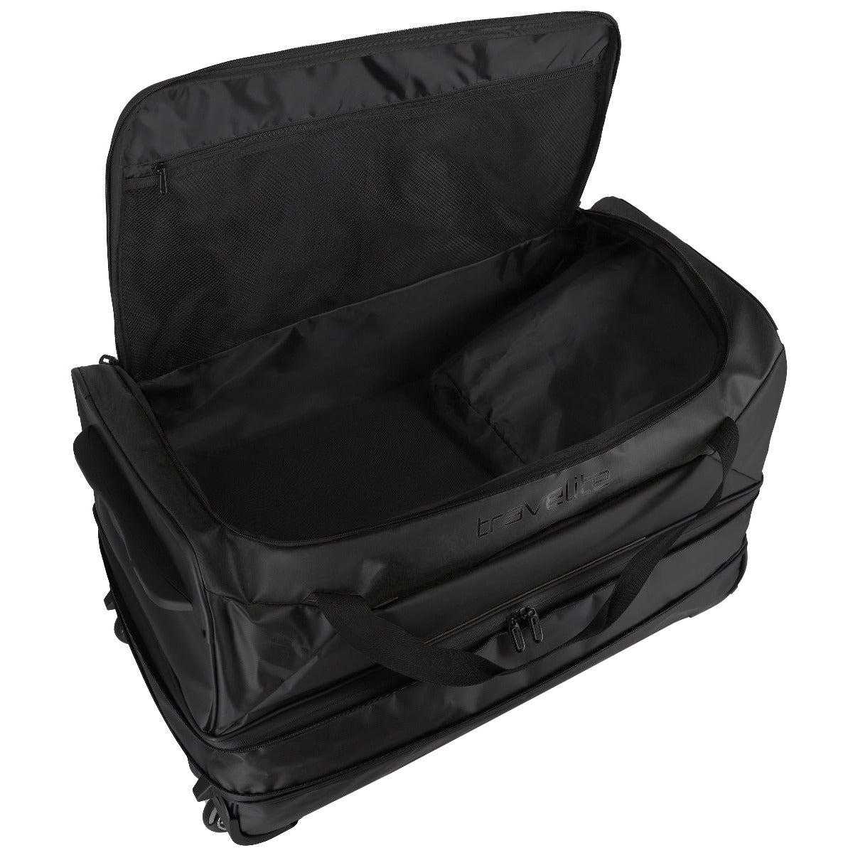 geöffnete Travelite-Reisetasche in schwarz