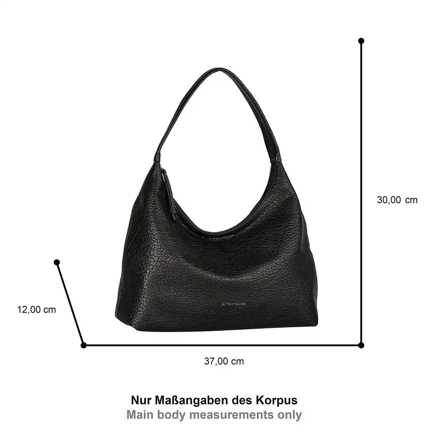 Tom Tailor Evelina Hobo Bag M 37 cm Schwarz – stilvolle Damen Handtasche für Alltag, Büro und Freizeit