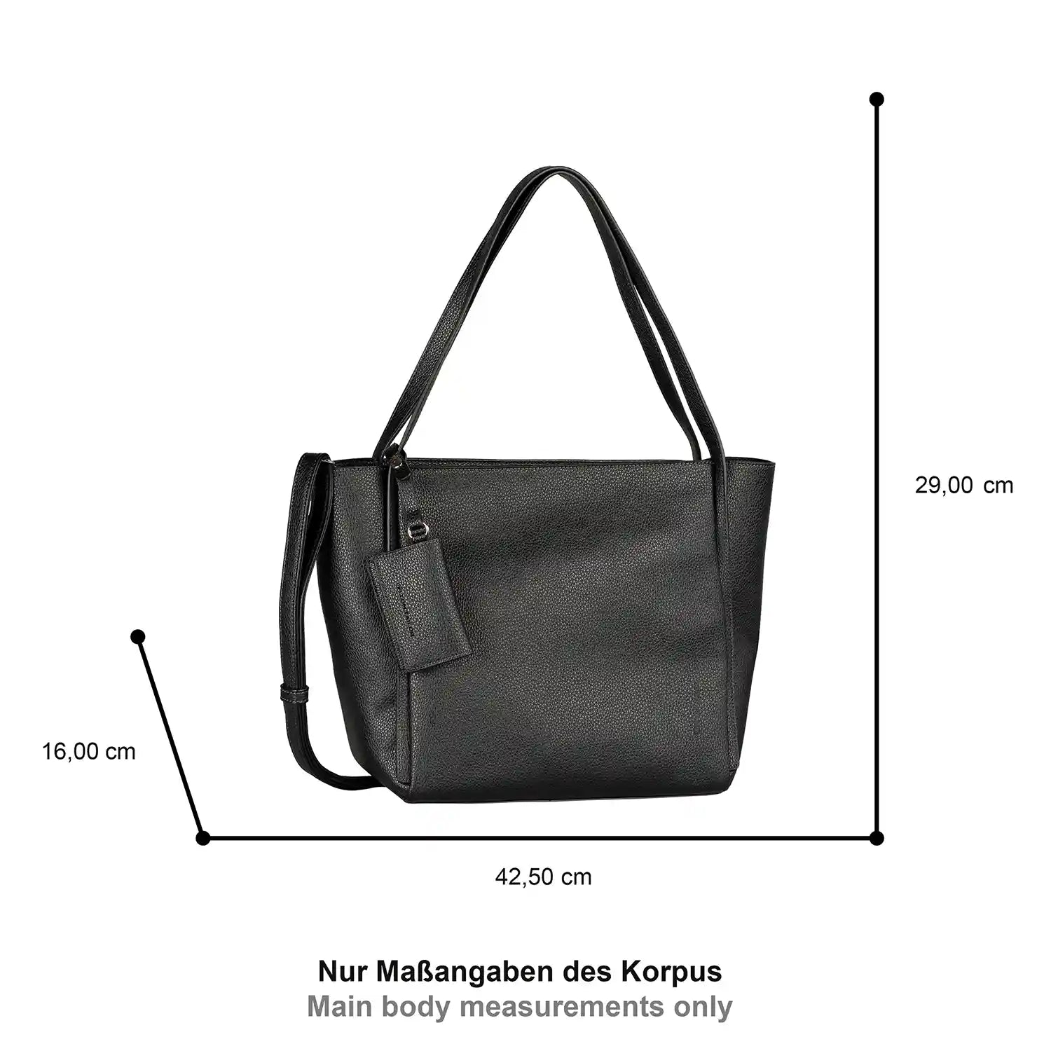 Zeigt Außenmaße des Tom Tailor Amarea Zip Shoppers L