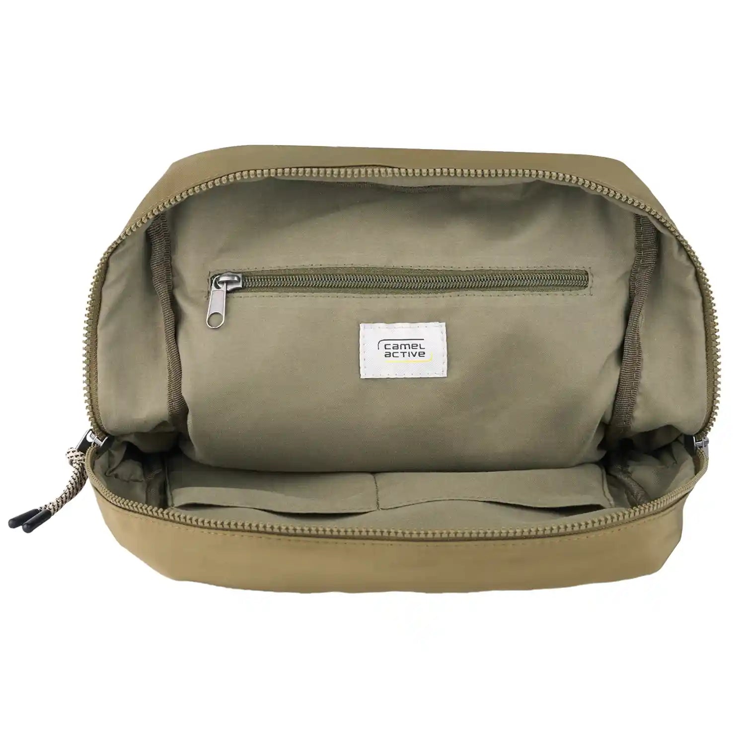 Camel Active Aurum Backpack M Innenansicht mit RV-Fach und Seitenfächern