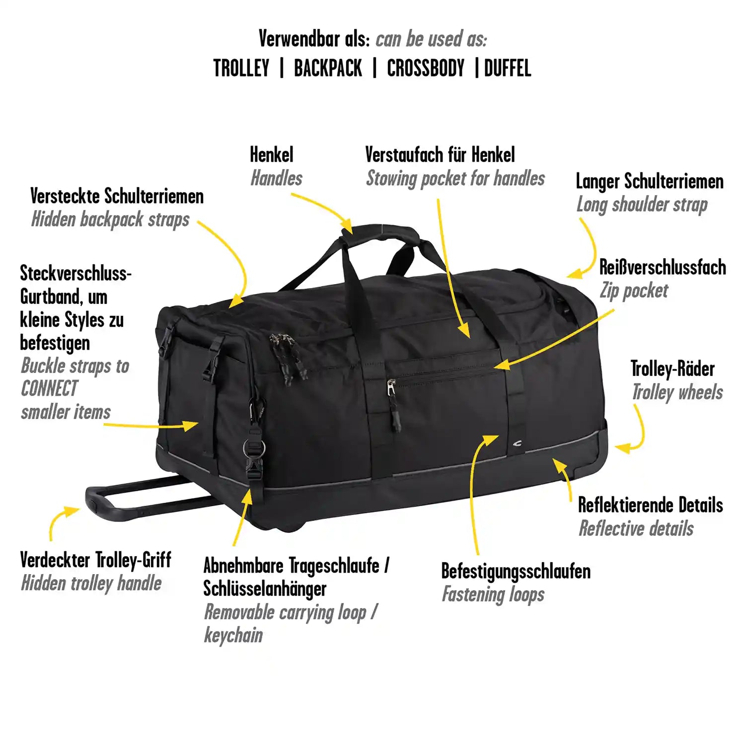 Camel Active Connect Travel Bag With Wheels 67 cm - Black