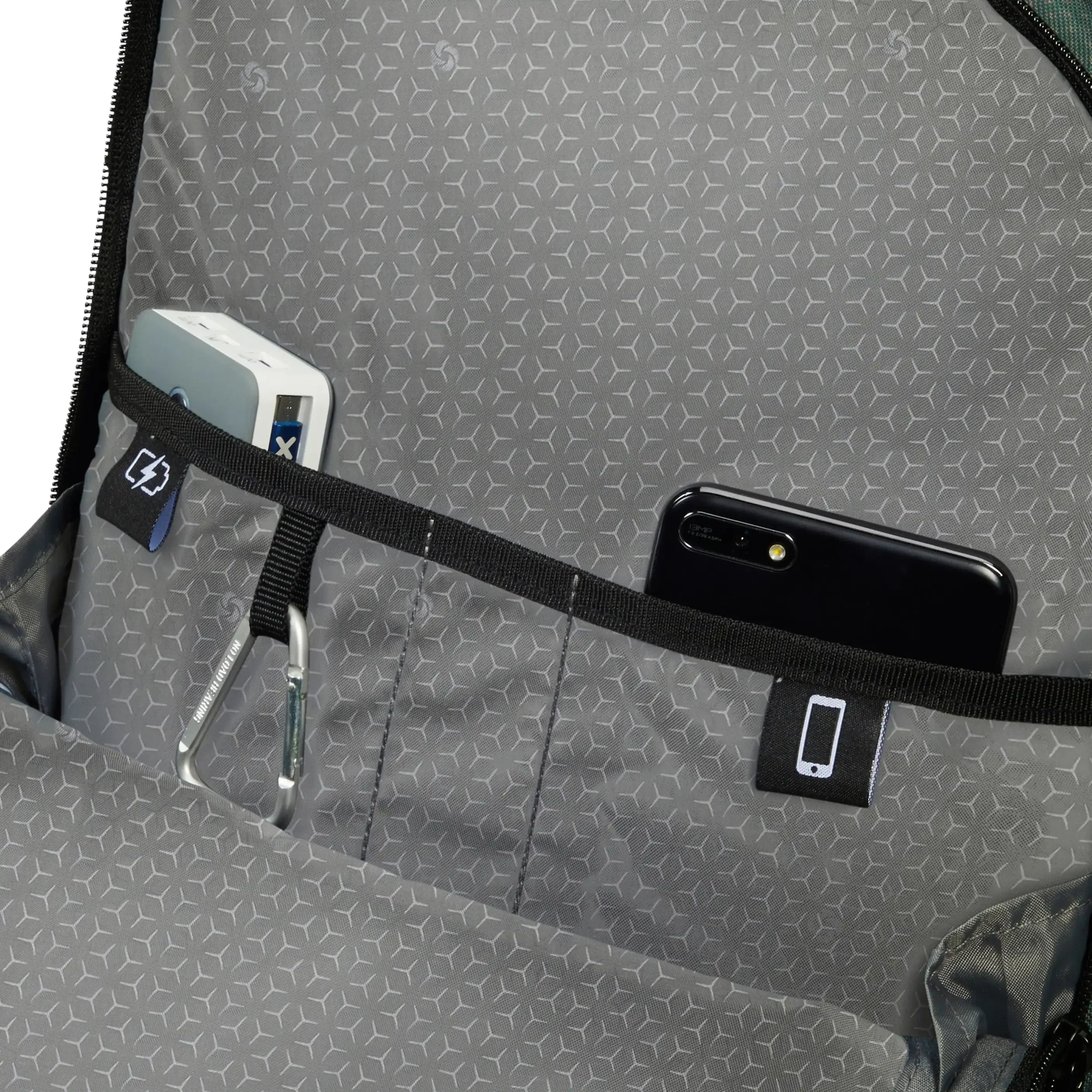 Samsonite Roader Laptop Backpack M 44 cm Deep Water - geöffnet mit Laptopfach und Organizer-Fächern