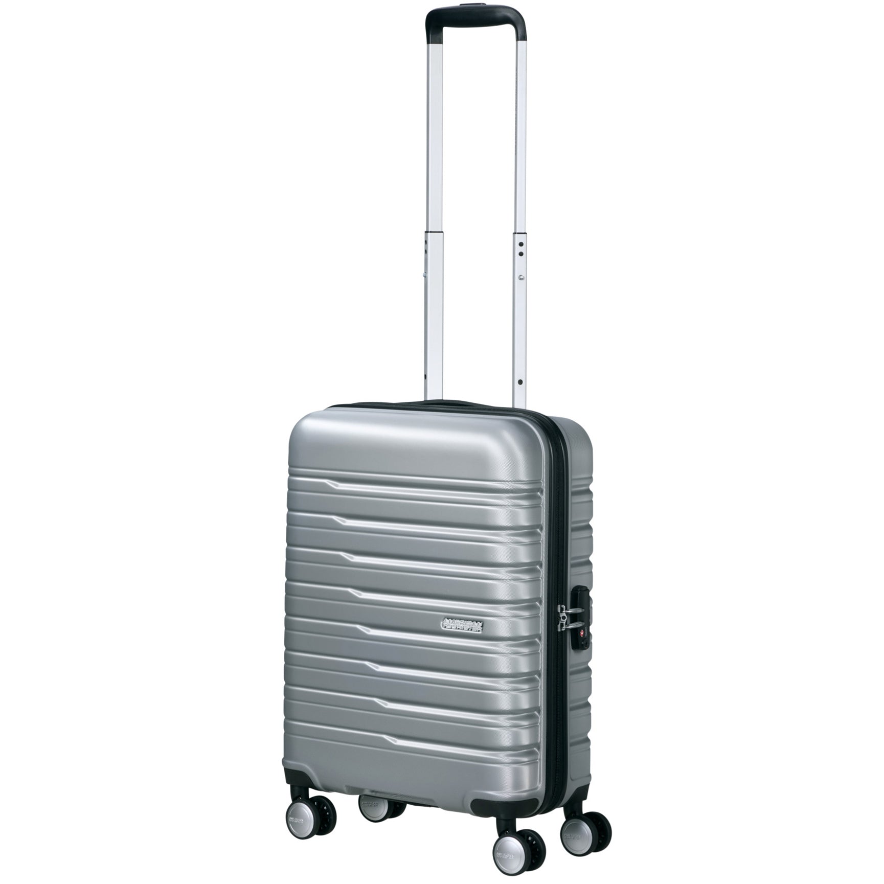 American Tourister Flashline Spinner 4 wheel cabin trolley 55 cm Sky Silver