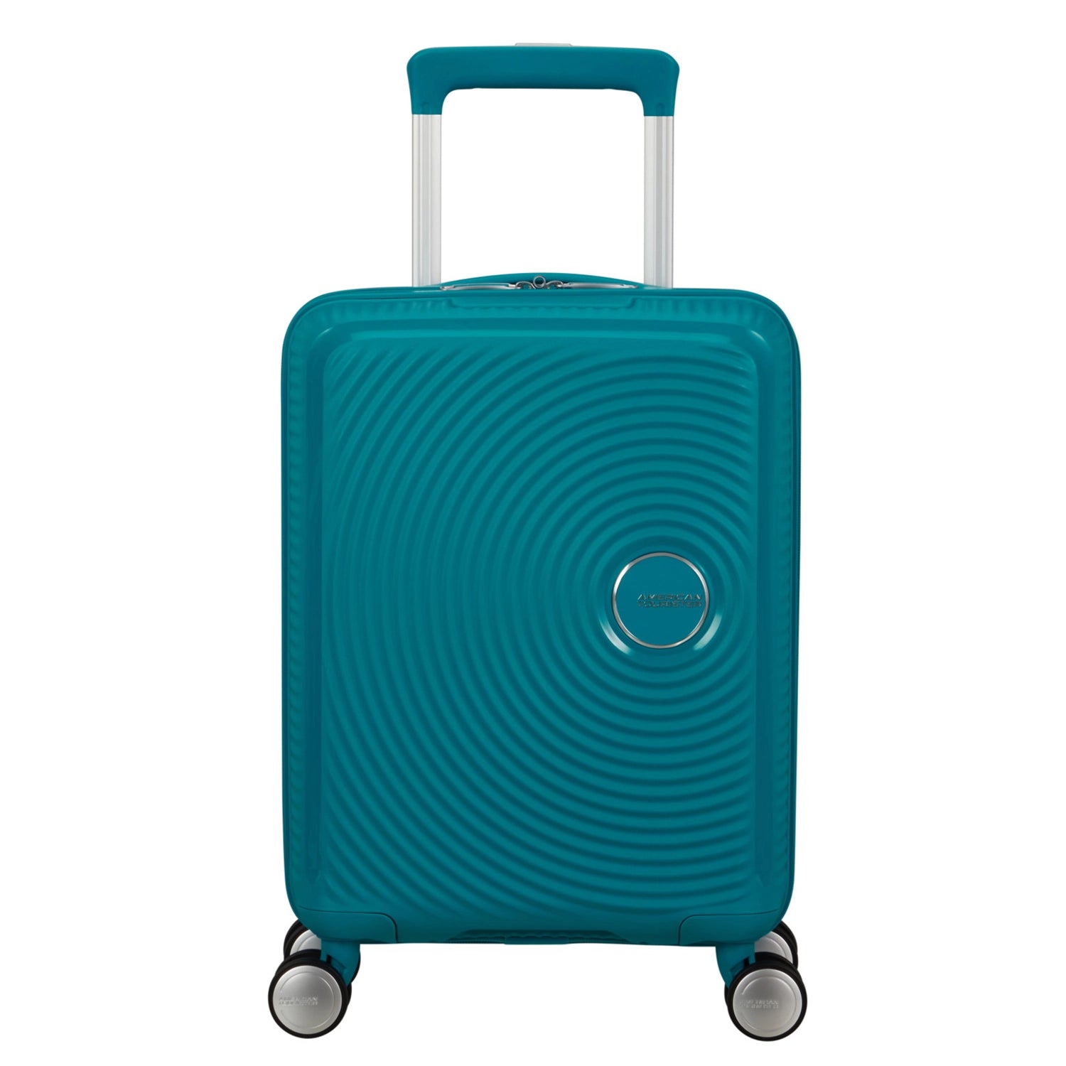 Frontansicht American Tourister Soundbox Mini Spinner 4-Rollen Trolley 47 cm in Deep Teal