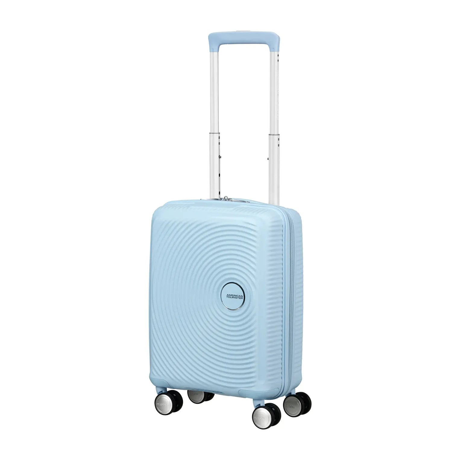 Kabinentrolley in Pastel Hellblau mit 4 Rollen aus robuster Hartschale von American Tourister