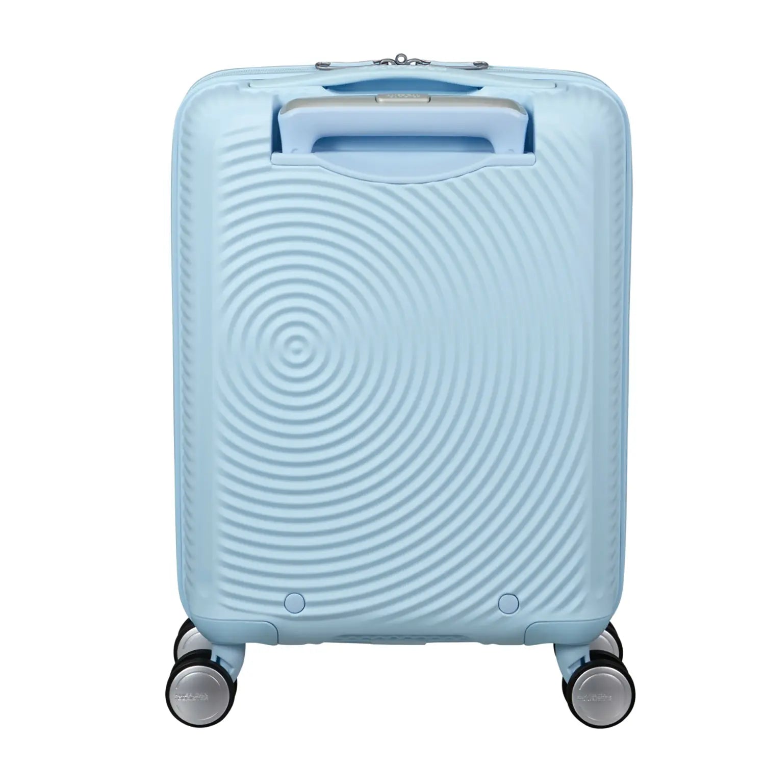 Rückseite des Mini-Trolleys in Pastellblau von American Tourister