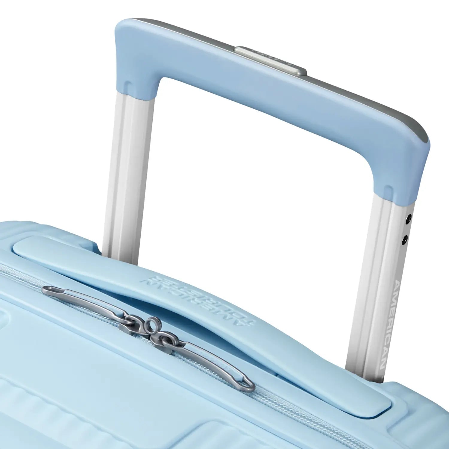 Zoomansicht des Griffes am Hellblauem Mini-Trolleys on American Tourister