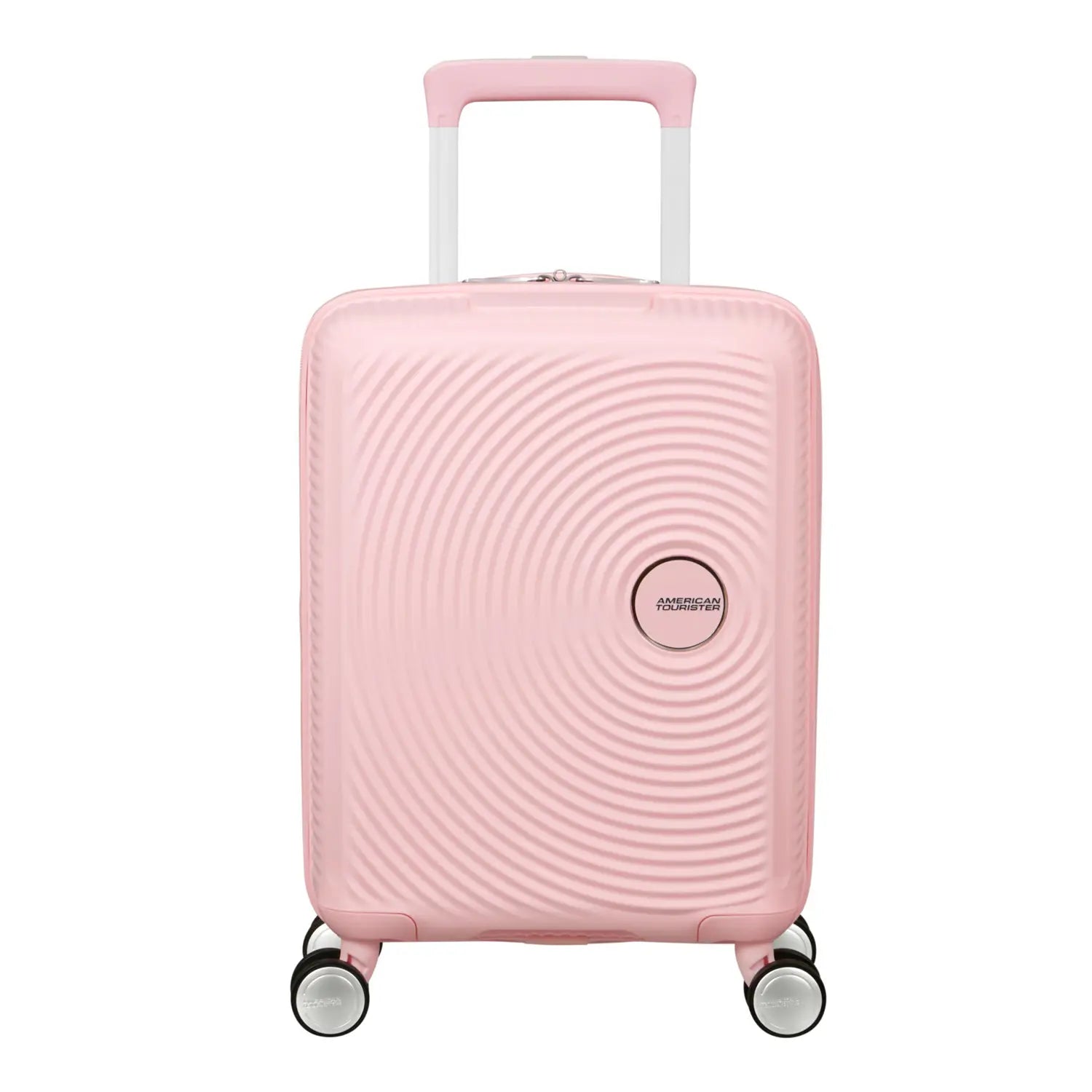 Frontalansicht American Tourister Soundbox Mini Spinner 4-Rollen Trolley 47 cm in Pastel Pink