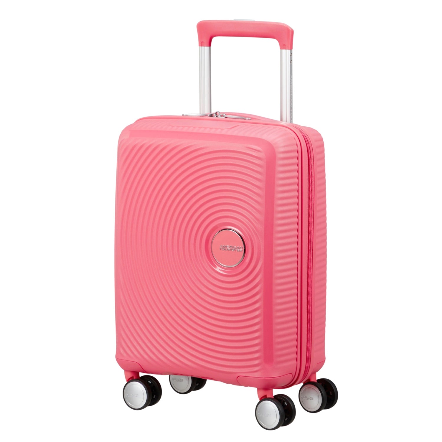 Mini Trolley in Pink von vorne mit kreisrundem Rillen-Design