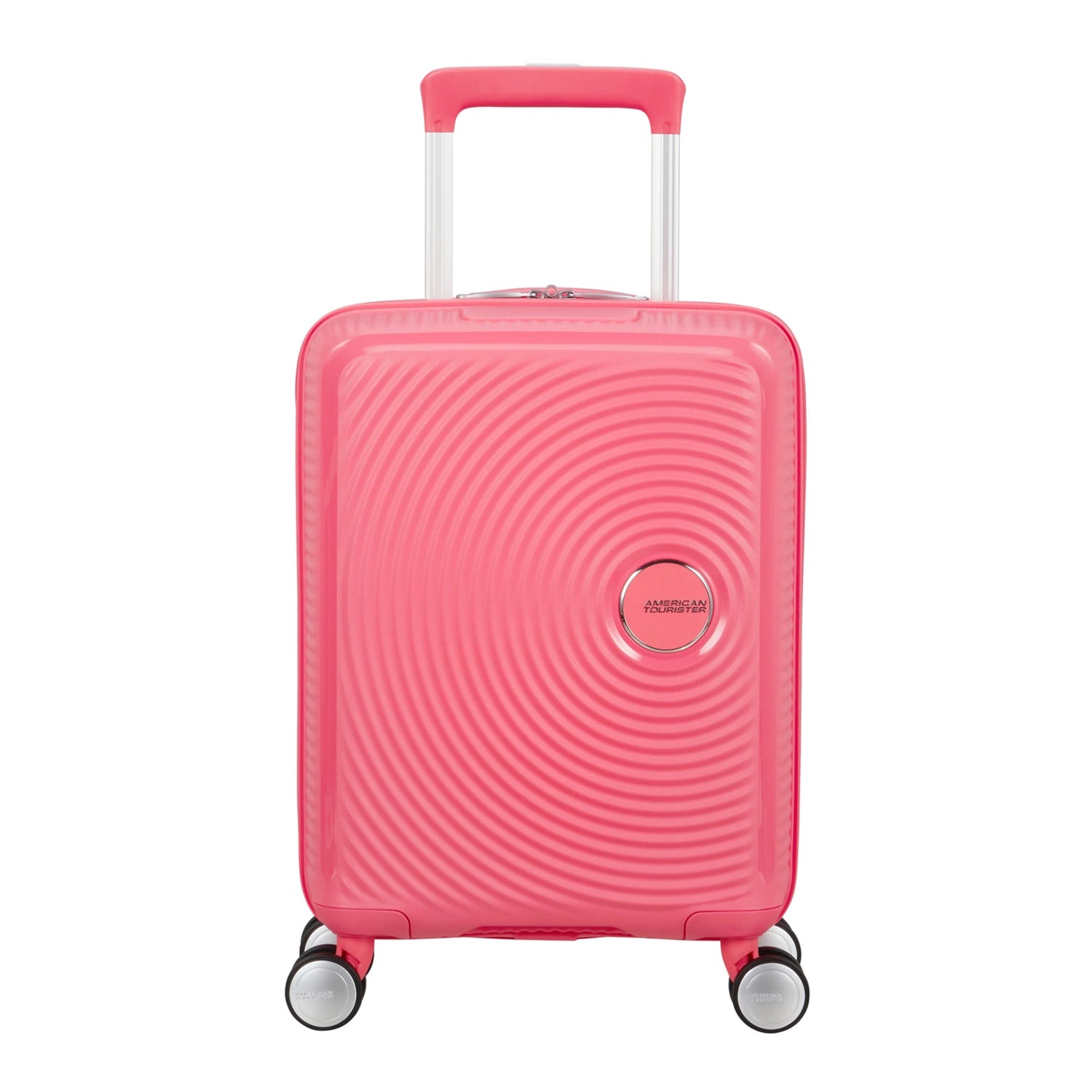 Frontansicht American Tourister Soundbox Mini Spinner 4-Rollen Trolley 47 cm in Sun Kissed Coral
