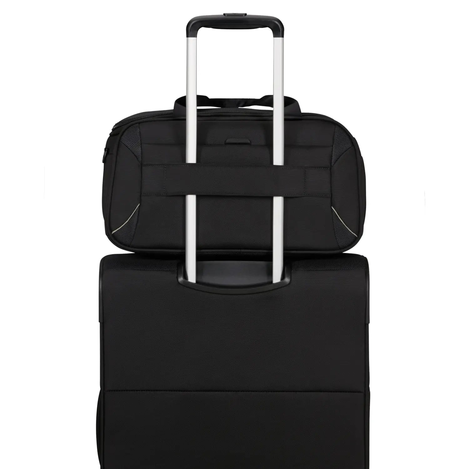 Detailansicht der Samsonite Base Breeze Underseat Duffle XS mit Trolley-Aufsteckfunktion