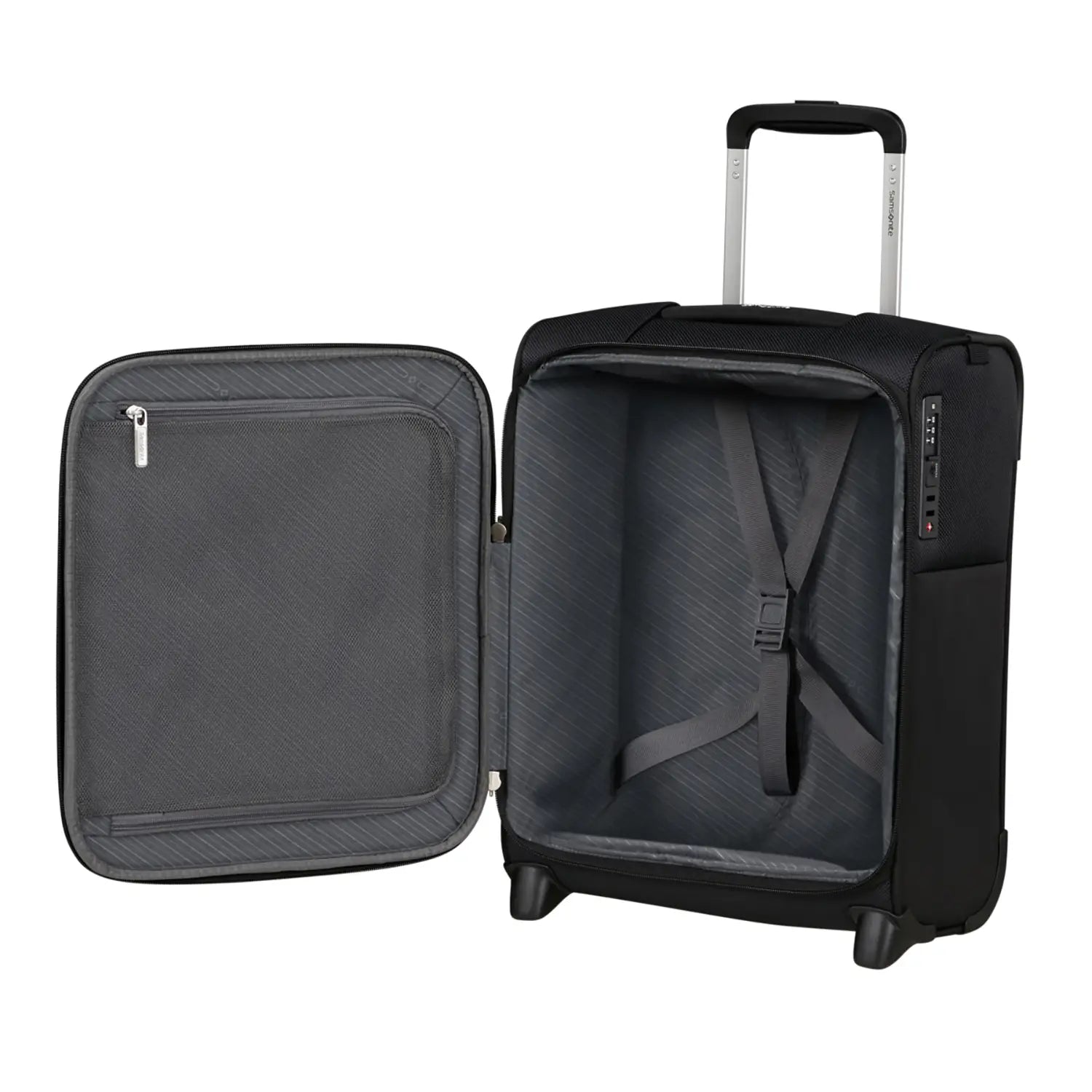 Innenansicht des Samsonite Base Breeze Underseater 45 cm mit Fächern und Kreuzspanngurten