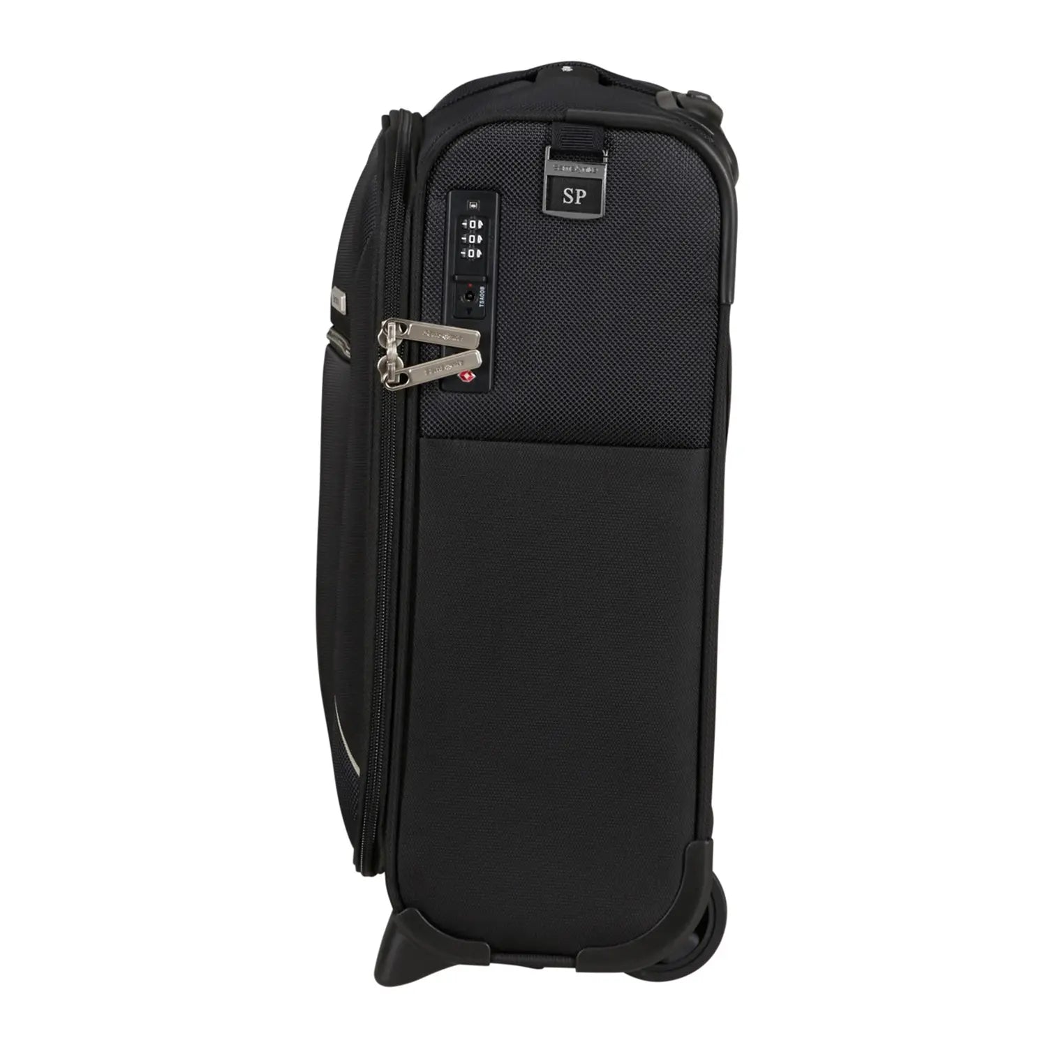 Seitenansicht des Samsonite Base Breeze Underseater 45 cm mit zwei Rollen und Teleskopgriff