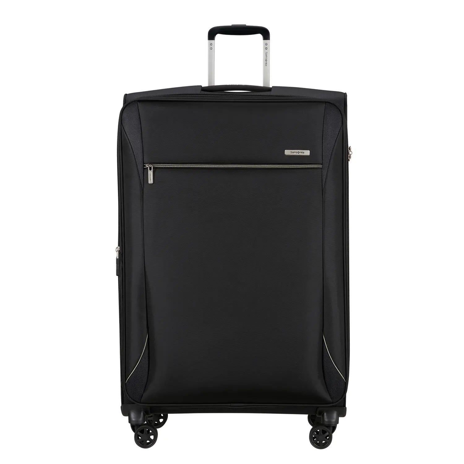 Vorderansicht des Samsonite Base Breeze Spinner 81 cm – eleganter Koffer in Schwarz