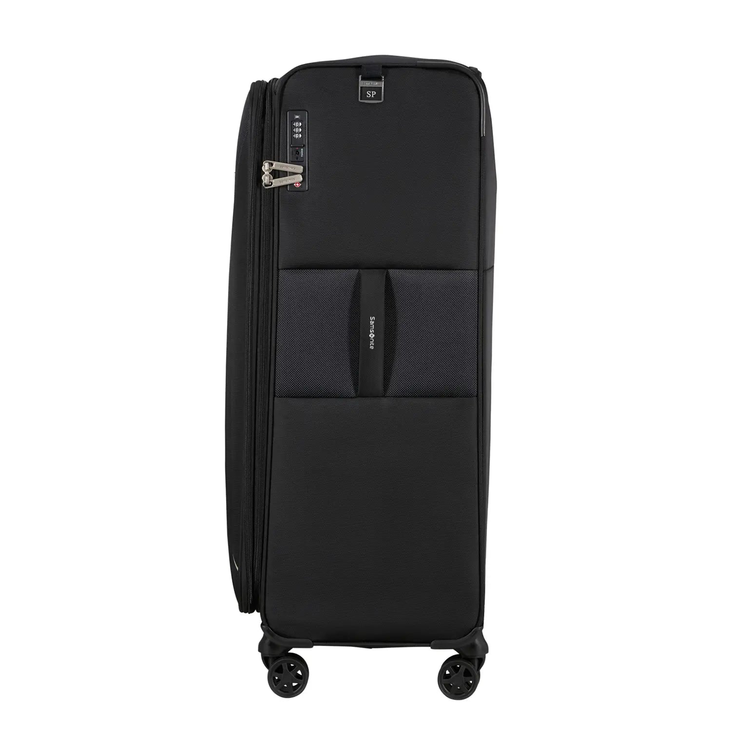 Seitenansicht des Samsonite Base Breeze Spinner 81 cm mit vier Doppelrollen