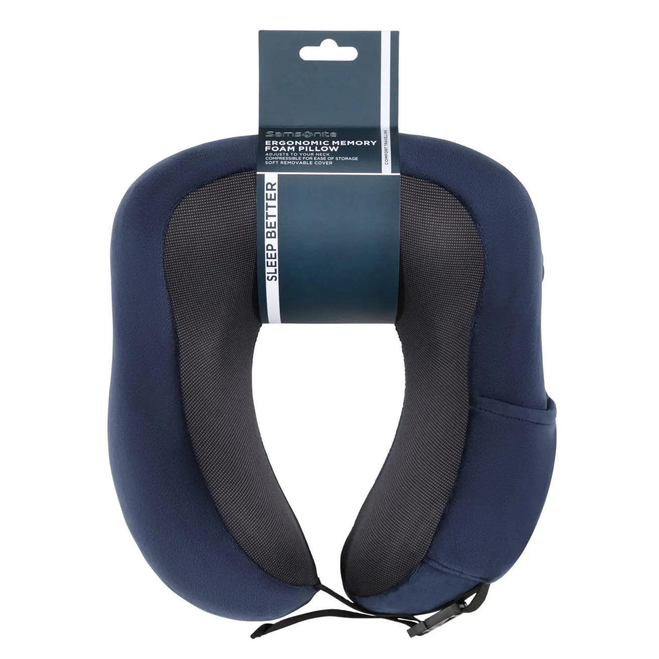 Samsonite TA Revolution Ergonomic Memory Foam Pillow – Midnight Blue, bequemes Reisekissen für Flugzeug, Bahn oder Auto