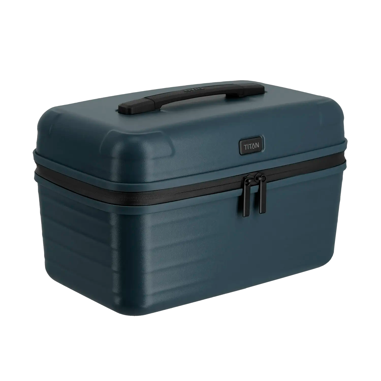 Titan Upgrade Beautycase - Detailansicht der hochwertigen Verarbeitung und Griffe Midnight Blue
