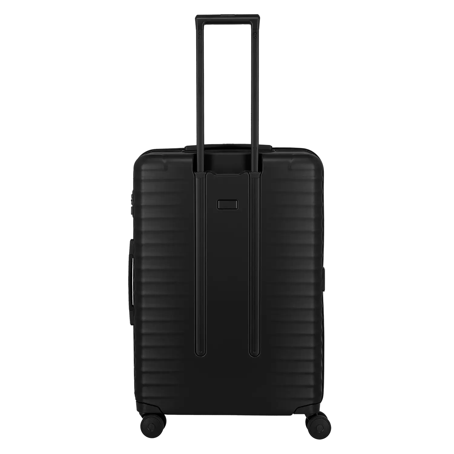 Titan Upgrade Trolley L 75 cm - Rückansicht des großen Premium Reisekoffers Nightshade Black