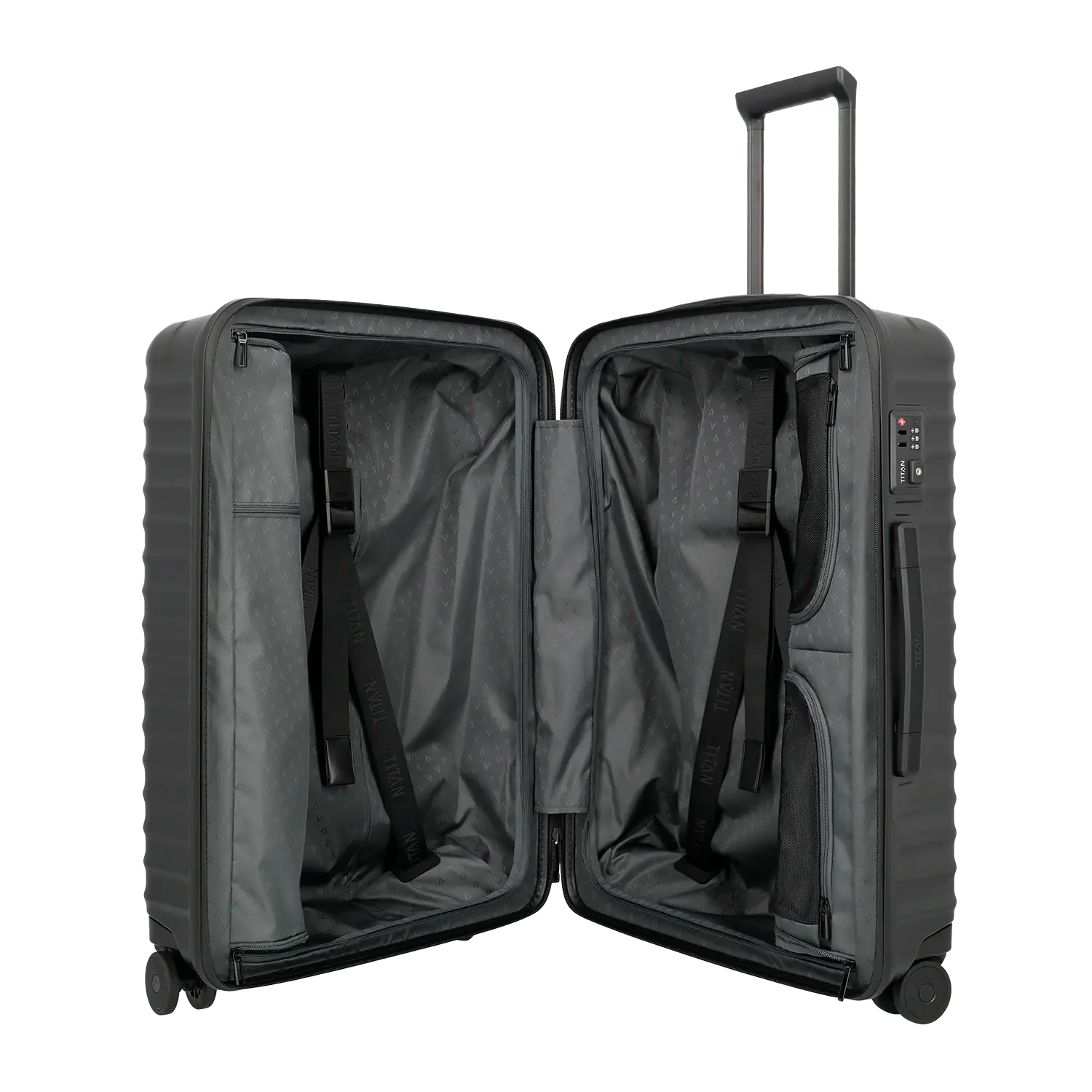 Titan Upgrade Trolley M+ 69 cm - Innenausstattung mit optimierten Packgurten