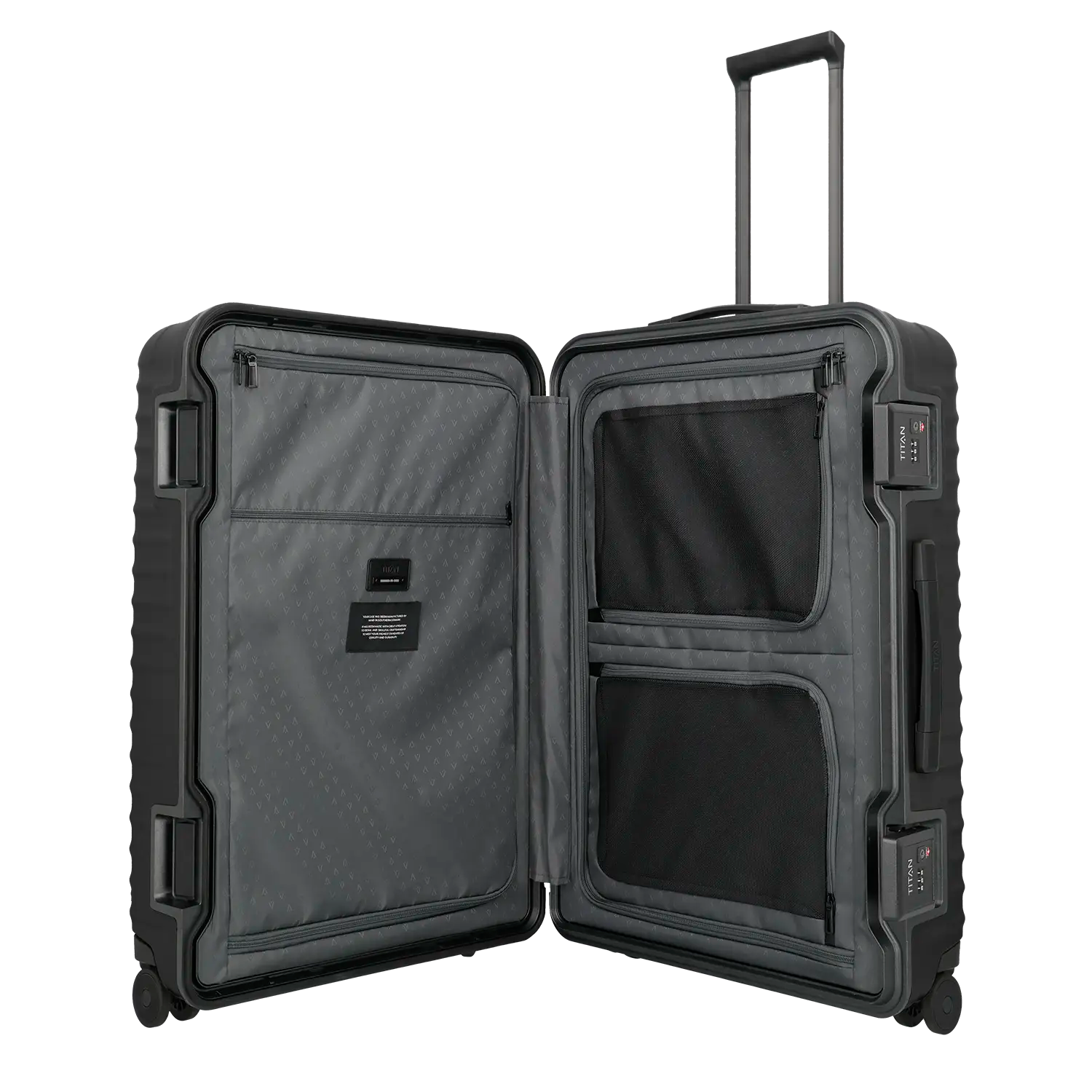 Innenraum des Titan Overseas 4-Rad Trolley L – Reißverschluss-Devider mit Fächern