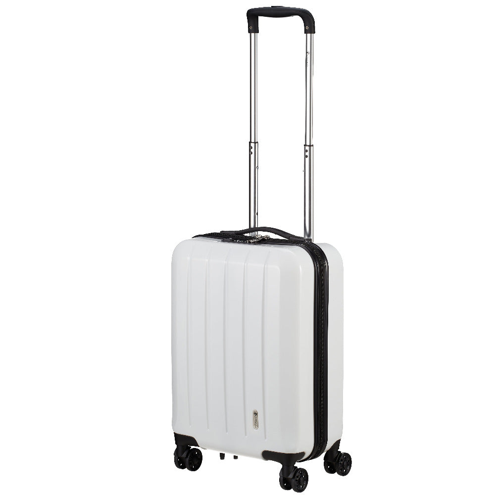 Weißer Check In London 2.0 Kabinentrolley 50 cm mit 4 Spinner-Rollen, Teleskopgriff und robuster Hartschale - ideal für Kurzreisen