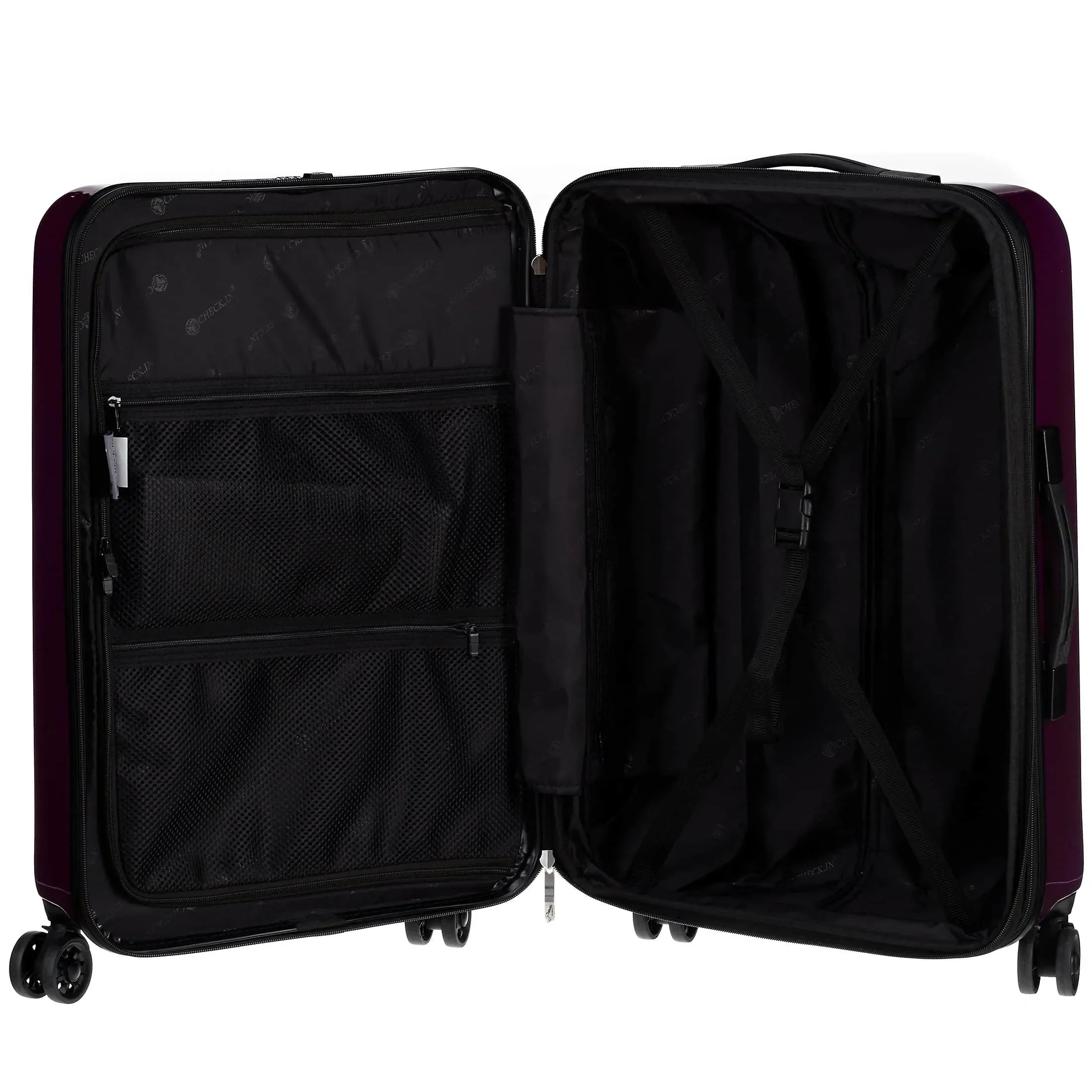 Check In London 2.0 4-Rollen-Trolley 67 cm - violett, geöffnet, Inneneinteilung