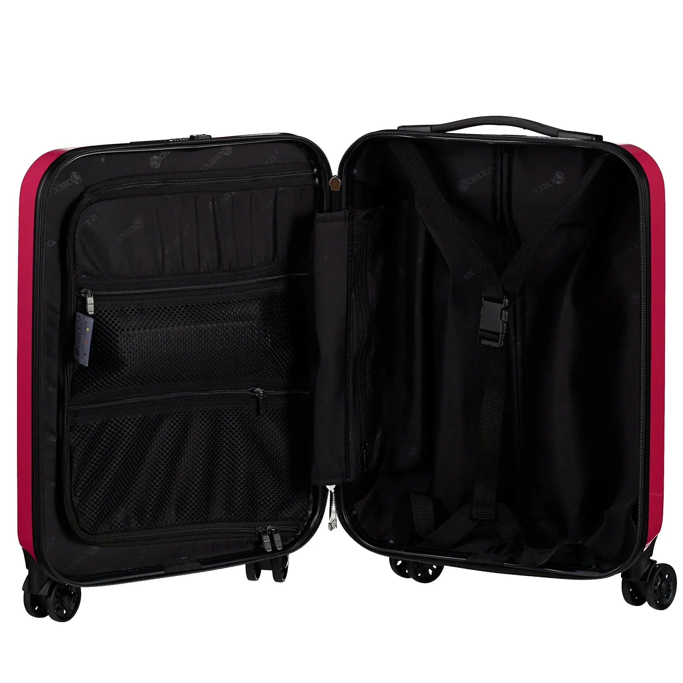 Check In London 2.0 4-Rollen-Kabinentrolley 50 cm - rot, geöffnet, Inneneinteilung