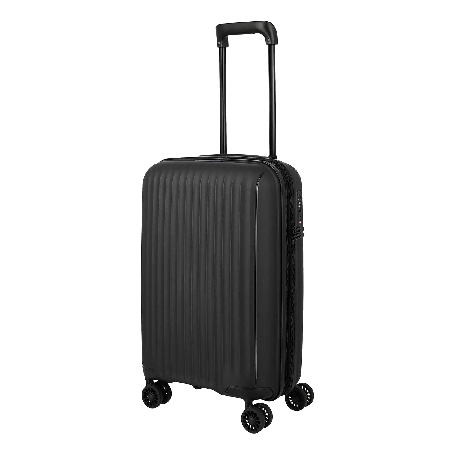 Seitenansicht Travelite Skymate Kabinentrolley 55 cm Schwarz – modernes Design mit erweiterbarem Stauraum