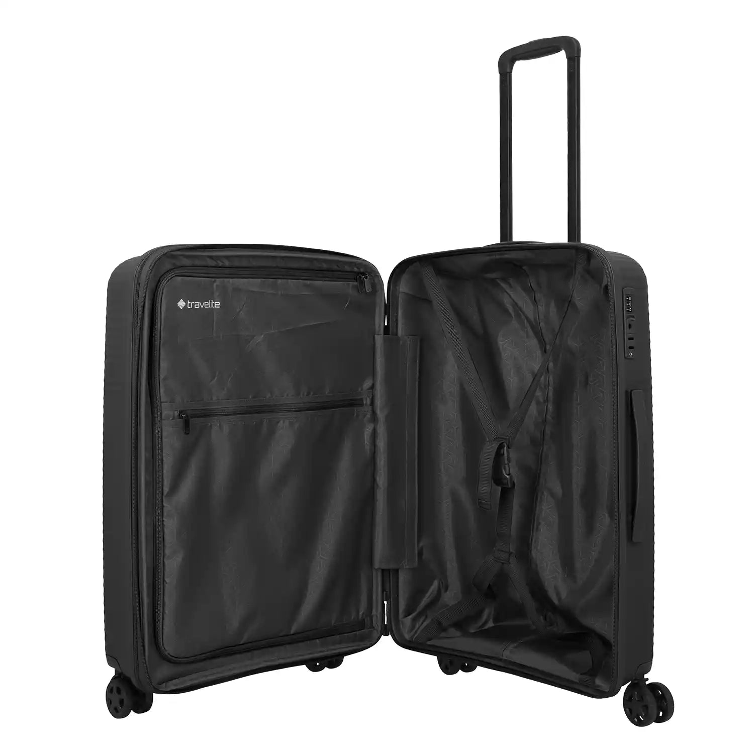 Travelite Air Stripe 4-Rollen Trolley M exp. 66 cm - Black