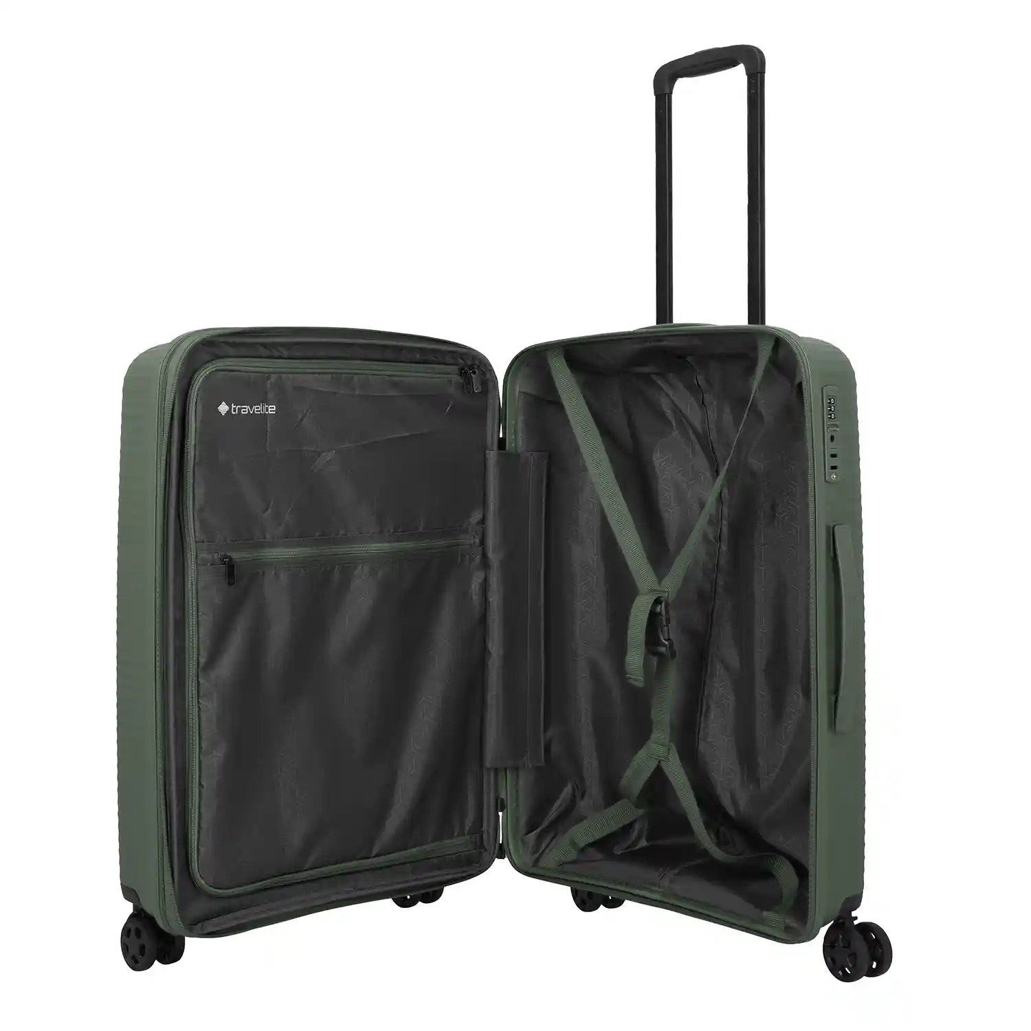 Travelite Air Stripe 4-Rollen Trolley M exp. 66 cm - Green