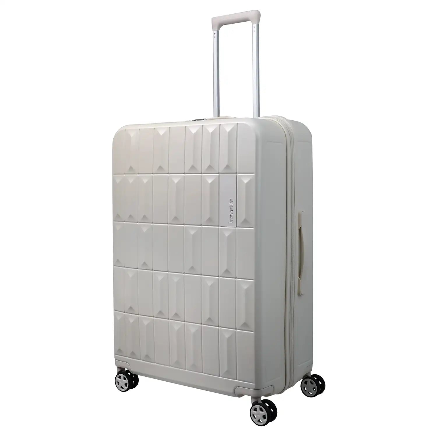 Travelite Panello 4-Rollen Trolley L 76 cm in Ivory – großer, eleganter Reisekoffer mit robuster Hartschale und vier Doppelrollen