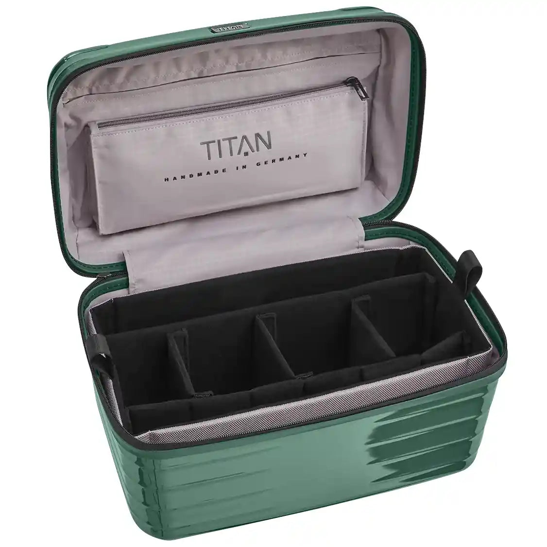 Elegantes Beautycase Titan in grape grün, Innenaufteilung, Polycarbonat