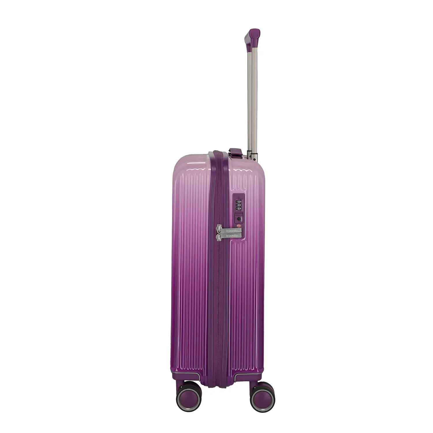 Sicherer Reißverschluss und TSA-Zahlenschloss des Purple Degrade Hartschalenkoffer
